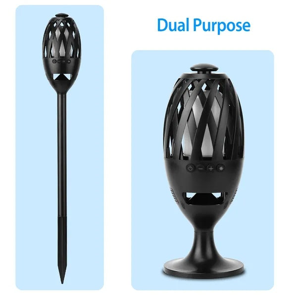 LED Flame Speakers Torch Wireless Speaker Waterproof Stereo Bass Speaker Outdoor Light-Up Speaker Atmosphere LED Flickers Night Light Patio Stake Lights Lantern For Party Camping