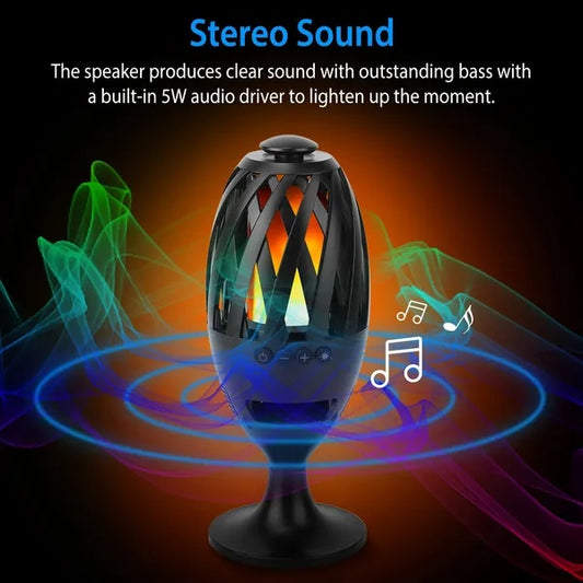 LED Flame Speakers Torch Wireless Speaker Waterproof Stereo Bass Speaker Outdoor Light-Up Speaker Atmosphere LED Flickers Night Light Patio Stake Lights Lantern For Party Camping