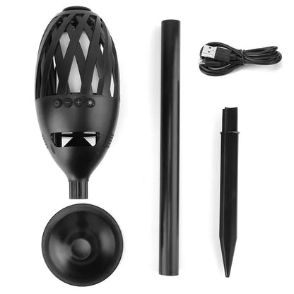 LED Flame Speakers Torch Wireless Speaker Waterproof Stereo Bass Speaker Outdoor Light-Up Speaker Atmosphere LED Flickers Night Light Patio Stake Lights Lantern For Party Camping