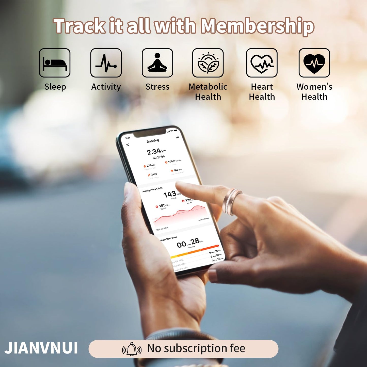 2025 New Smart Ring For Women, Health & Fitness Tracker With Heart Rate, Blood Oxygen, Sleep Monitoring, Elegant Rose Gold Design With Crystal Accents, IP68 Waterproof, Gesture Control