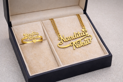 Custom couple Name gold chain– Combo chain or ring