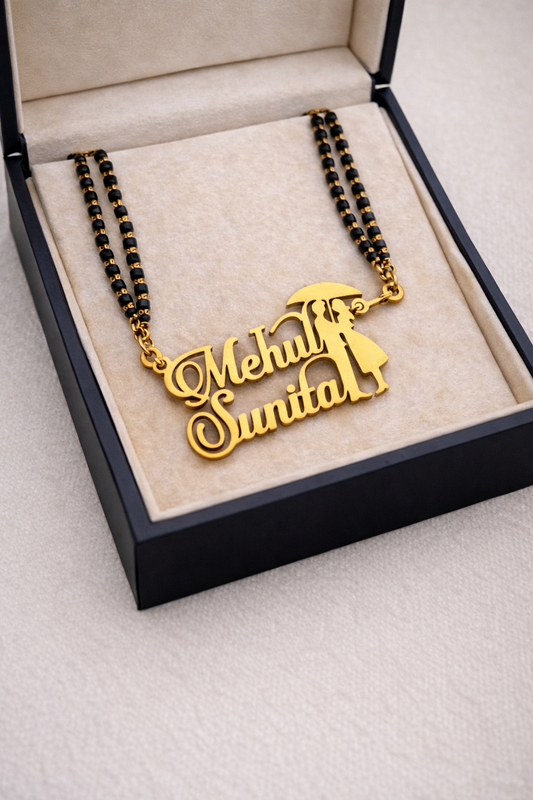 Custom couple Name mangalsutra – Personalized Gold Name mangalsutra for Lovers