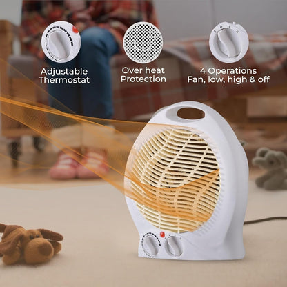 230V Fan Heater Portable Electric Hot Warm With 2 Heat Settings Overheat Protection