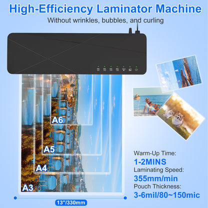1Pc 13Inch Laminator Machine Hot And Cold Mode A4 Personal Thermal Laminator With ABS Function 60S Warm Up Time 30Mins Auto Off For Home Office School Business