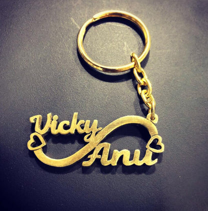 Custom couple Name keychain – Personalized Gold Name keychain  for Lovers