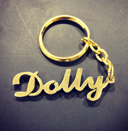 Custom single Name keychain – Personalized Gold Name keychain  for Lovers