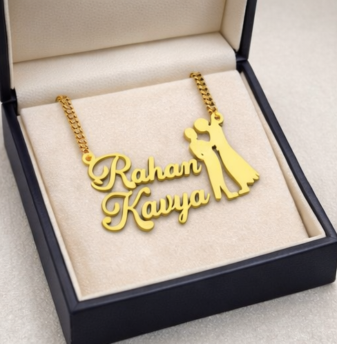 Custom Couple Name Necklace – Personalized Gold Name Pendant for Lovers