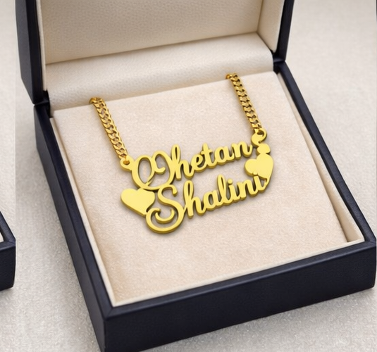 Custom Couple Name Necklace – Personalized Gold Name Pendant for Lovers